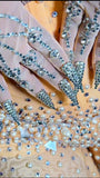 Decorative fabric with pearls and crystals 