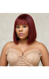 
Short red bob hairstyle with bangs