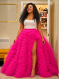 thigh split asymmetrical statement tulle skirt
